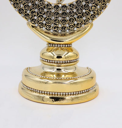 Yagmur Can Hediyelik Islamic Decor Gold Islamic Table Decor Allah & Muhammad & 99 Names Crescent Set Gold