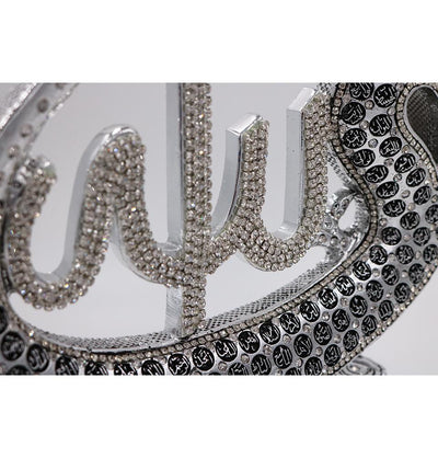 Yagmur Can Hediyelik Islamic Decor Silver Islamic Table Decor Waw Tulip 99 Names of Allah Silver